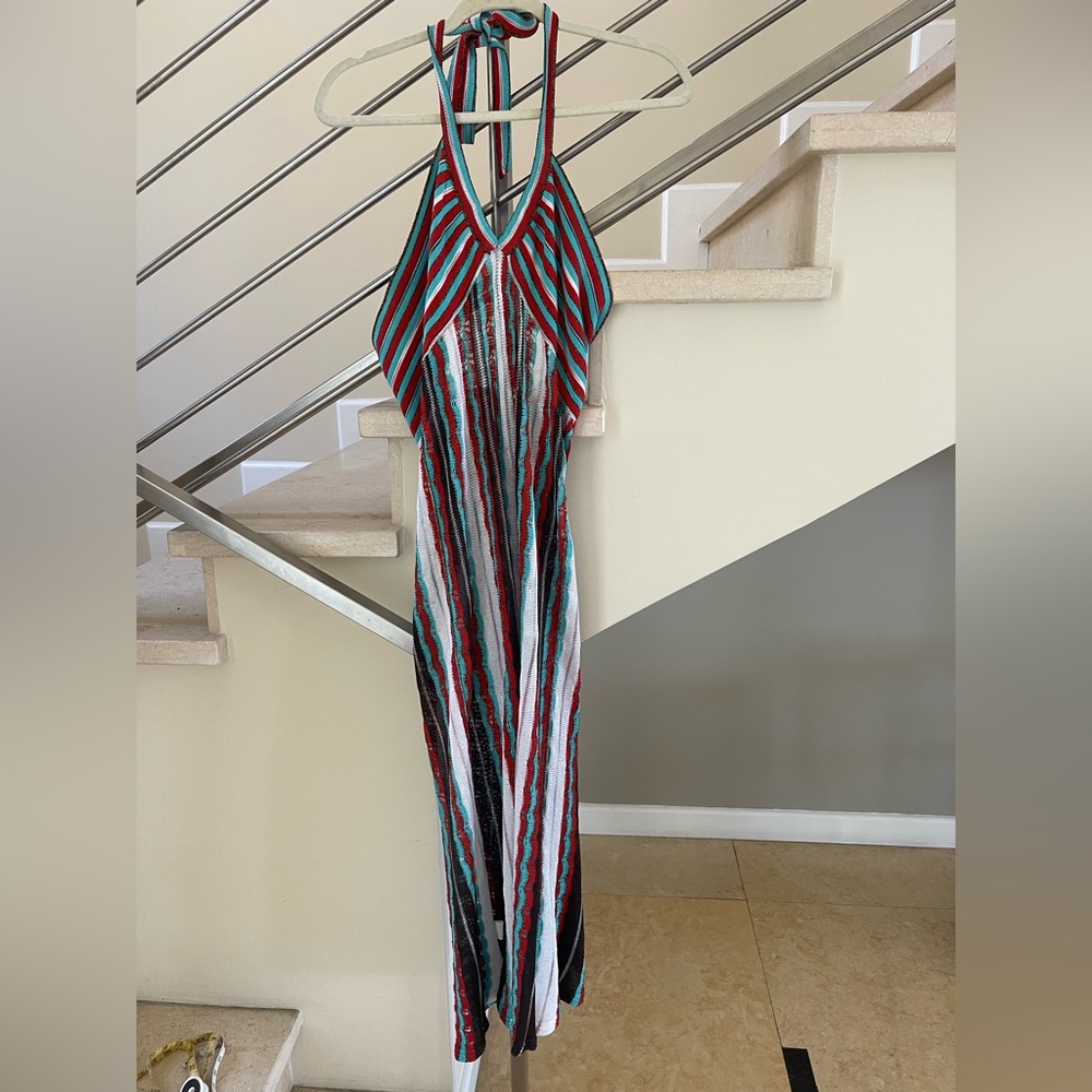 VINTAGE MISSONI Striped Multicolor Halter Dress - Picture 2 of 9